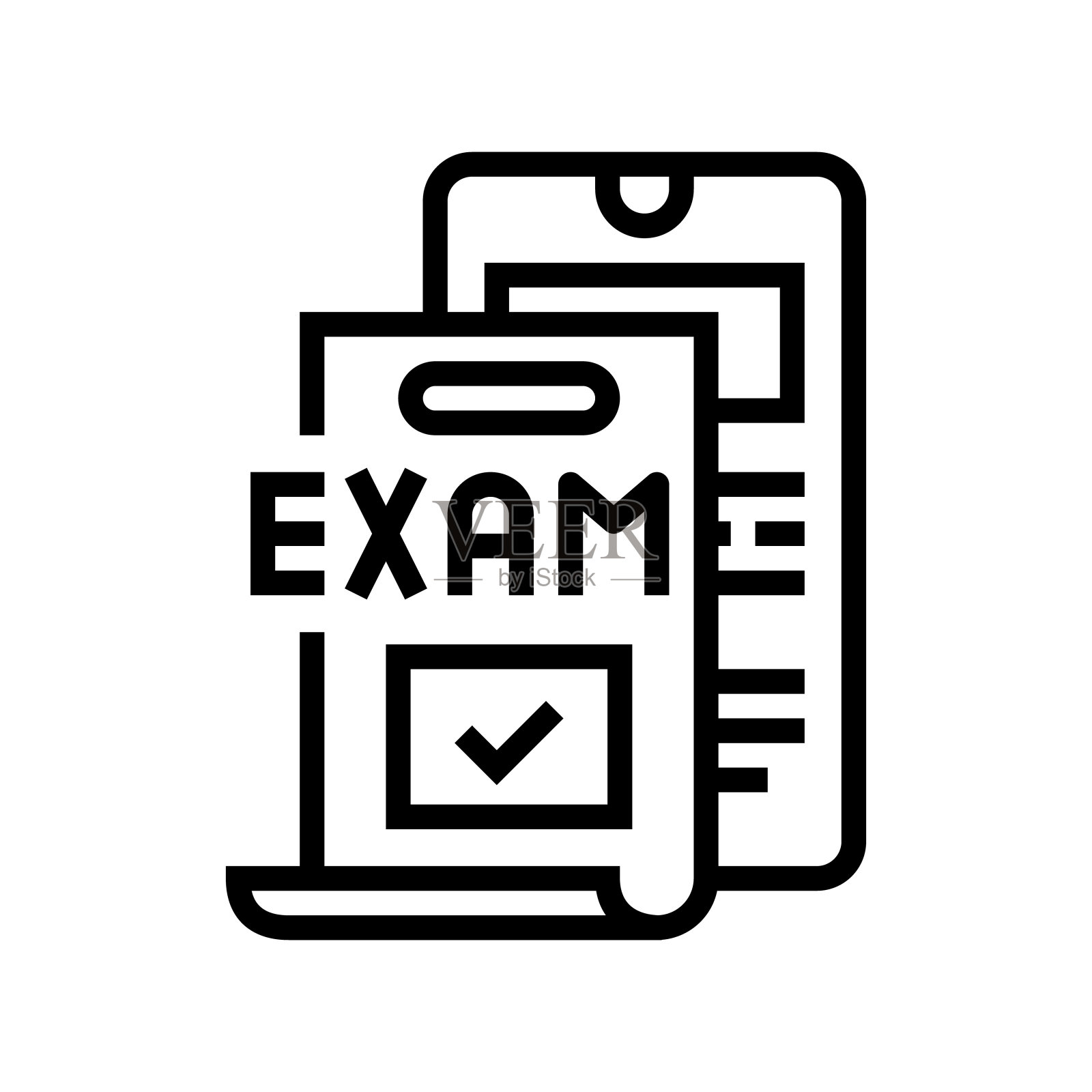 在线考试线图标矢量插图插画图片素材