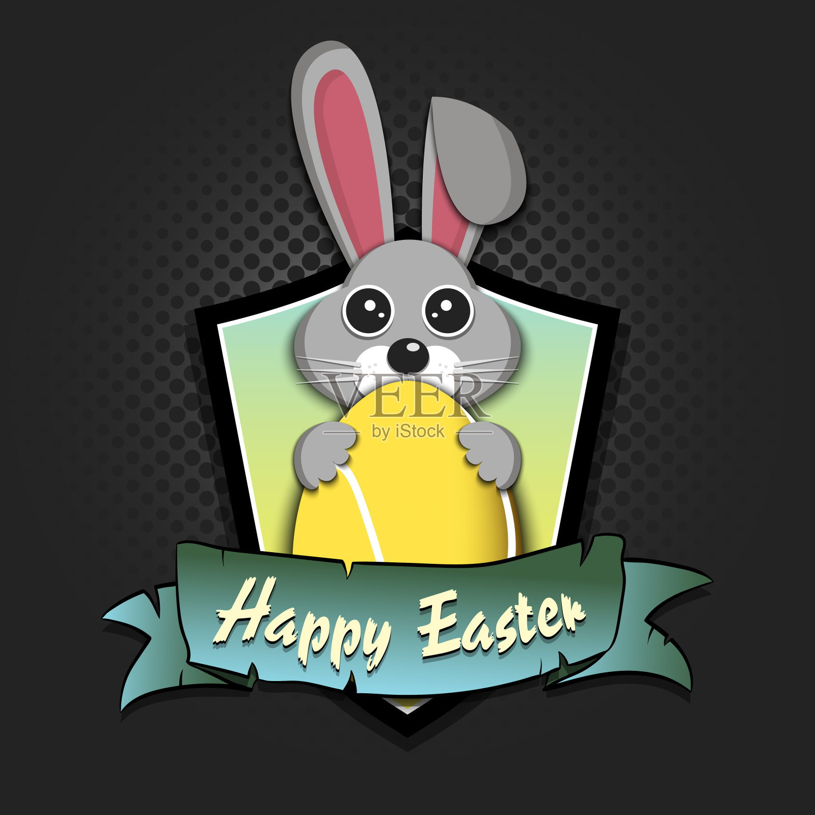 复活节快乐。兔子和鸡蛋形状的网球插画图片素材