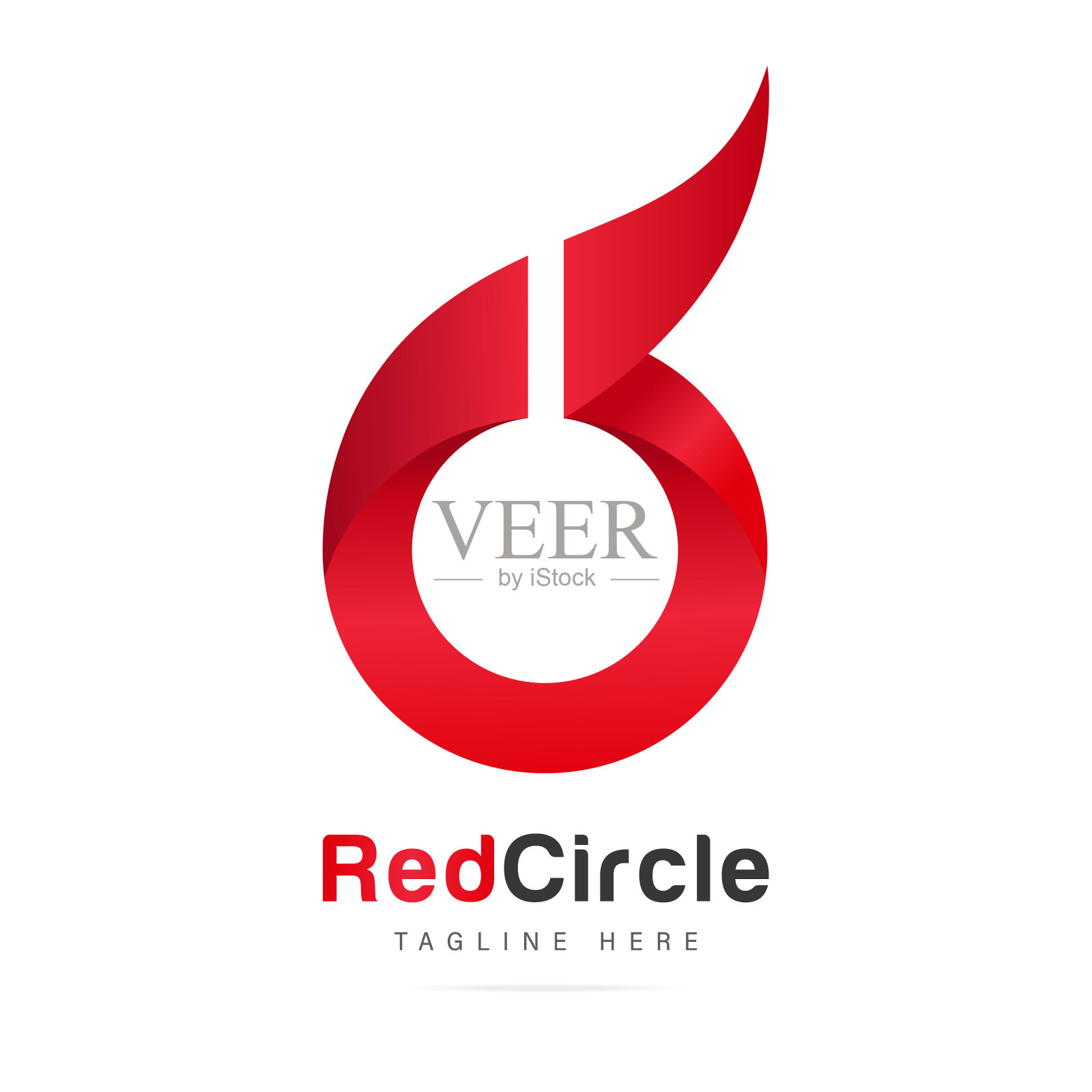 摘要红丝带圈标志用于品牌商业公司。名片的设计元素模板标识。矢量圆形图标。插画图片素材