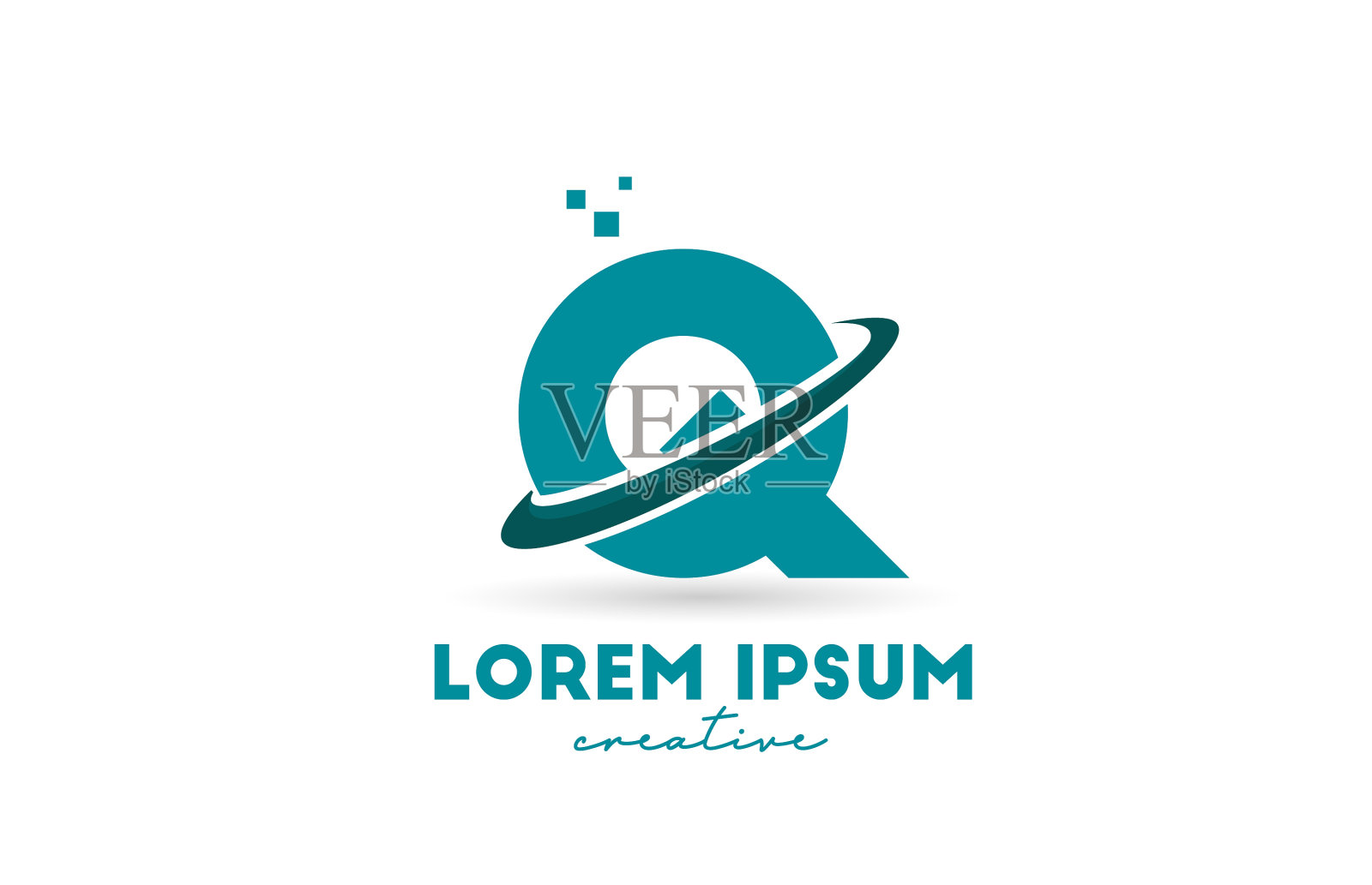 Q字母标志图标在绿色的字母颜色插画图片素材