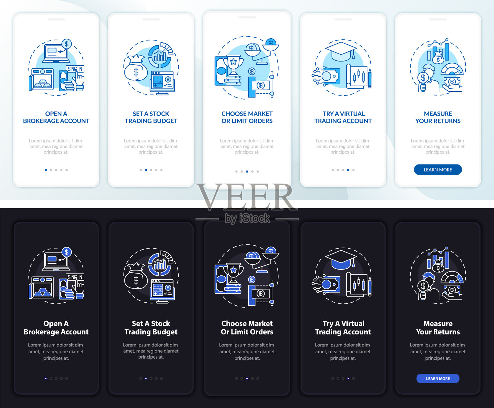 在带有概念的手机应用页面上制定贸易计划设计模板素材
