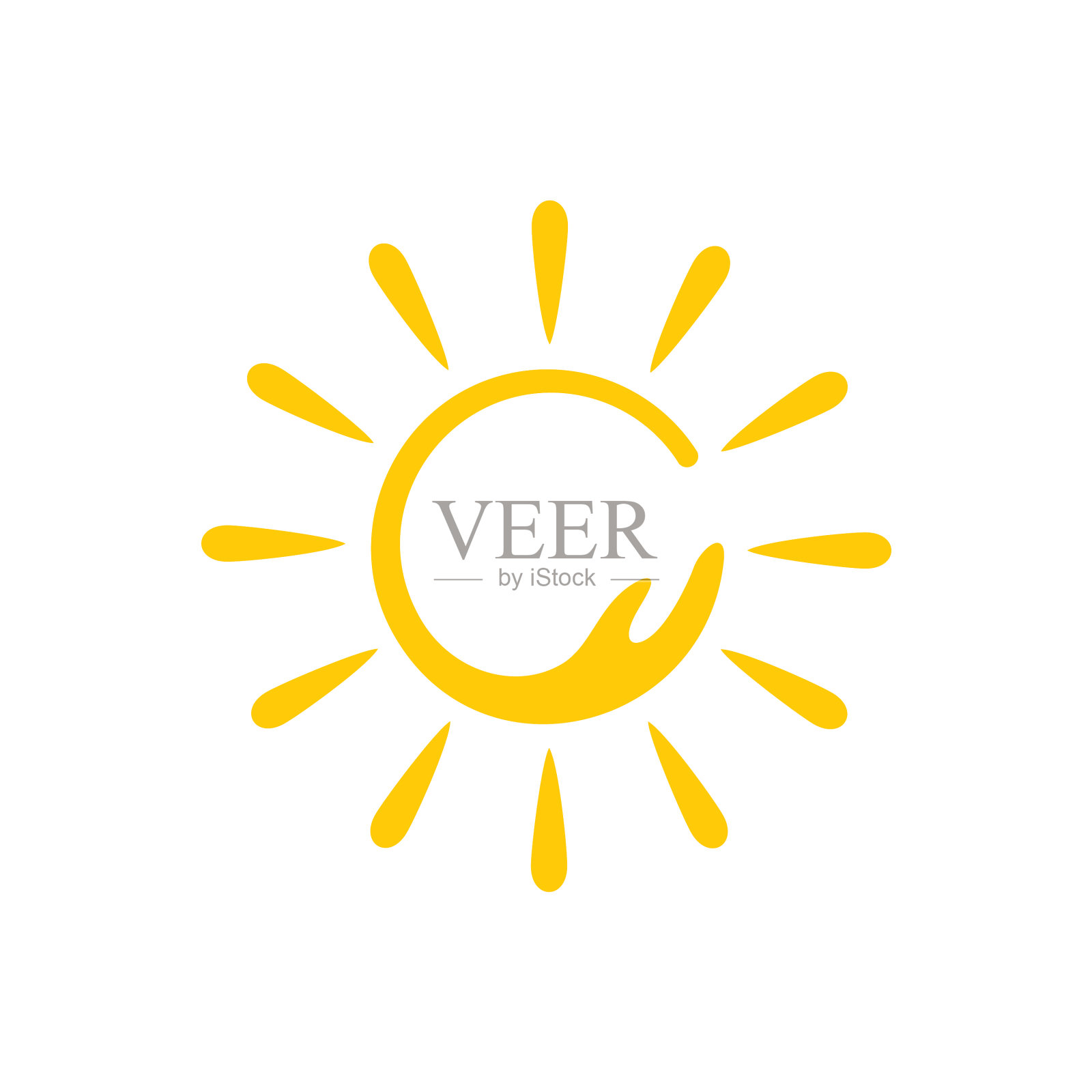 圆太阳波简单的光芒射线标志插画图片素材