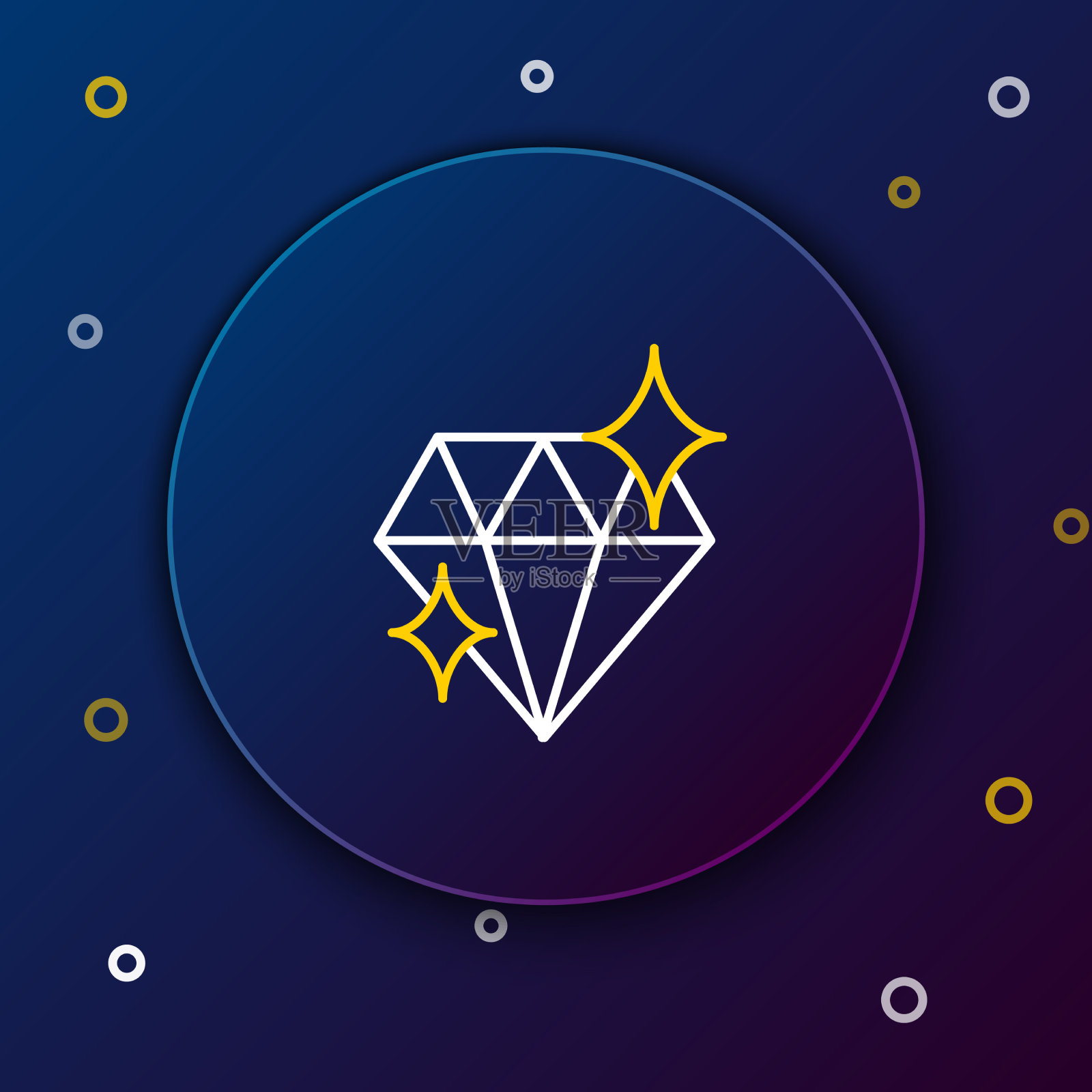 线钻石图标孤立在蓝色背景插画图片素材