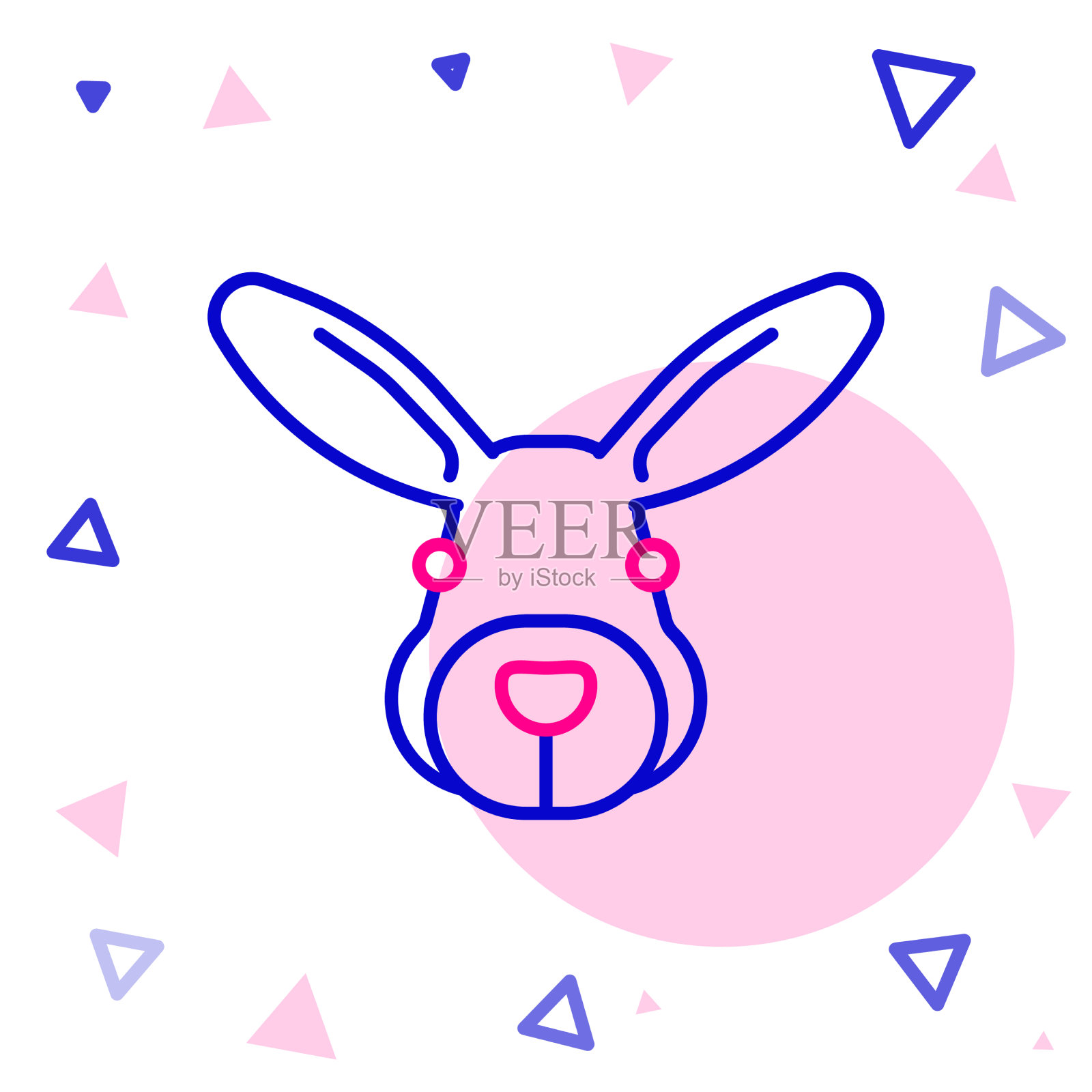 线兔头图标孤立在白色背景上插画图片素材