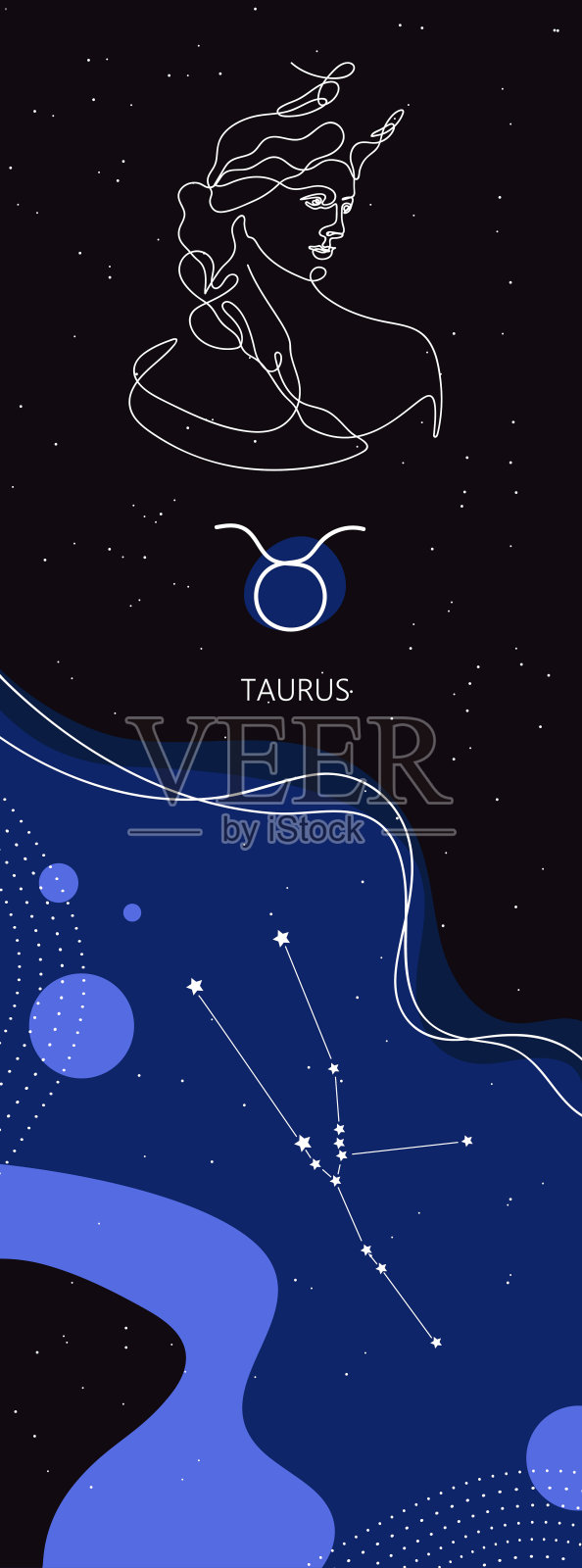 星座的背景。金牛星座。土元素插画图片素材