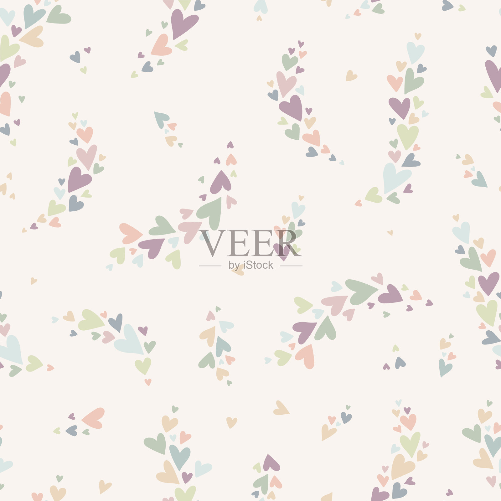 可爱的手绘心形涂鸦无缝模式,彩色手绘背景,伟大的情人节或母亲节,纺织品,横幅,包装,壁纸-矢量设计插画图片素材