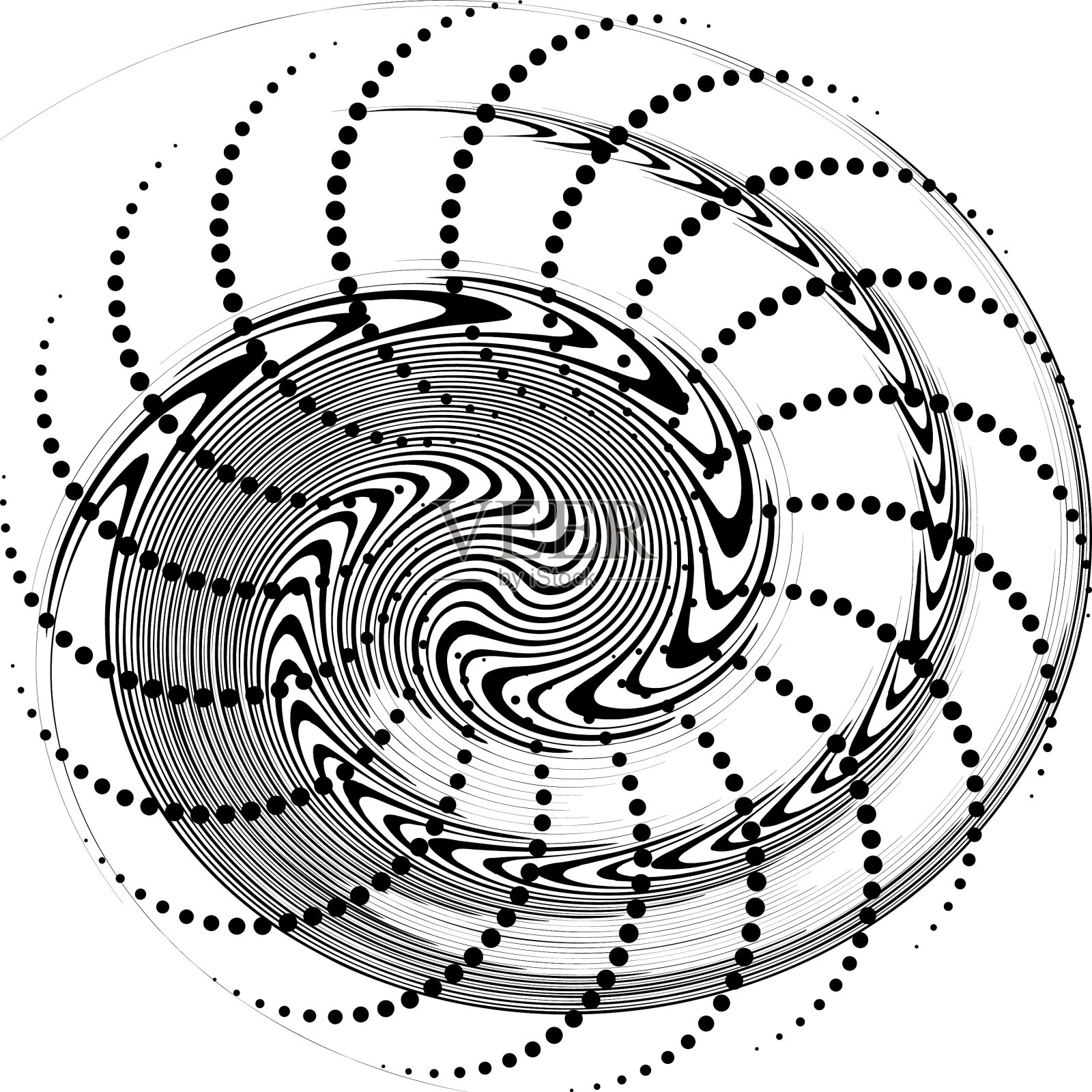 叠加抽象螺旋、漩涡、漩涡蜗壳插画图片素材