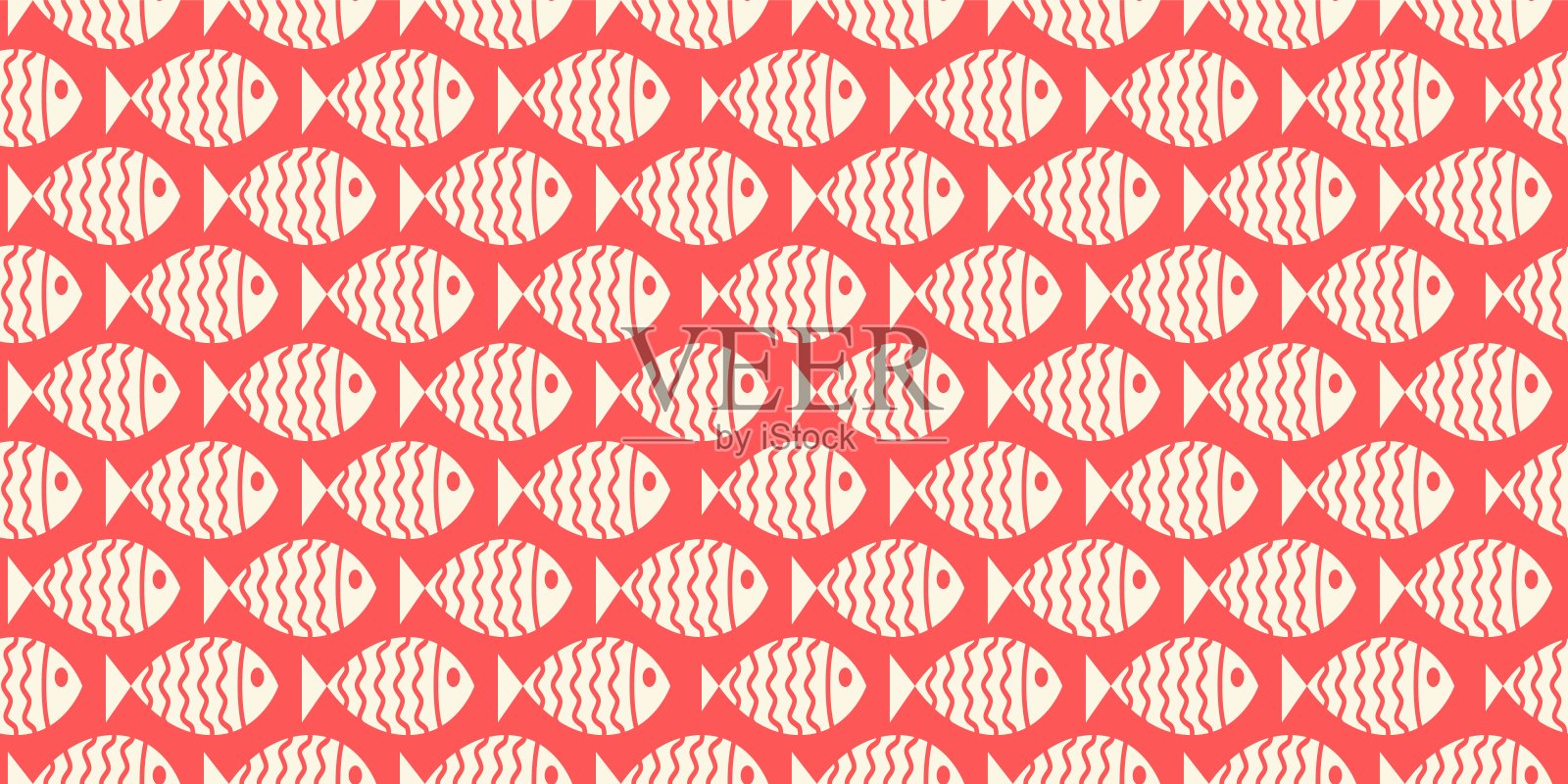 航海无缝图案与游泳卡通鱼插画图片素材