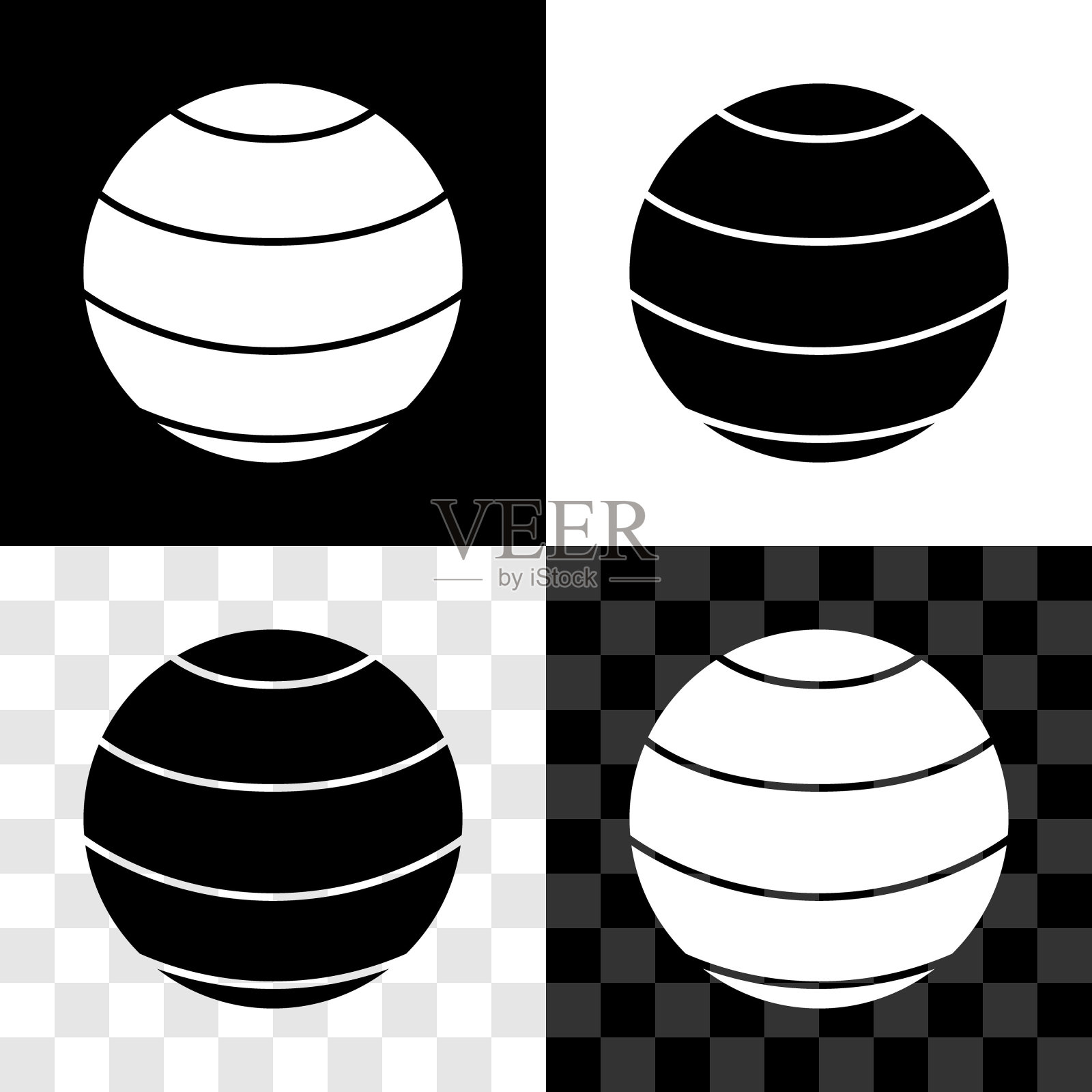 设置健身球图标隔离在黑色和白色,透明的背景。健身房的球。向量图标素材