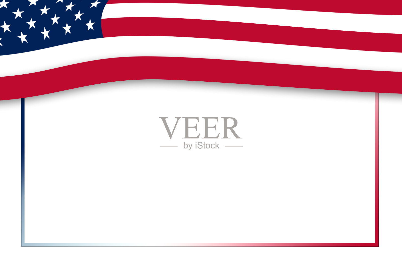 美国国旗顶部边界与盒子剪纸插图卡片演示邀请海报插画图片素材