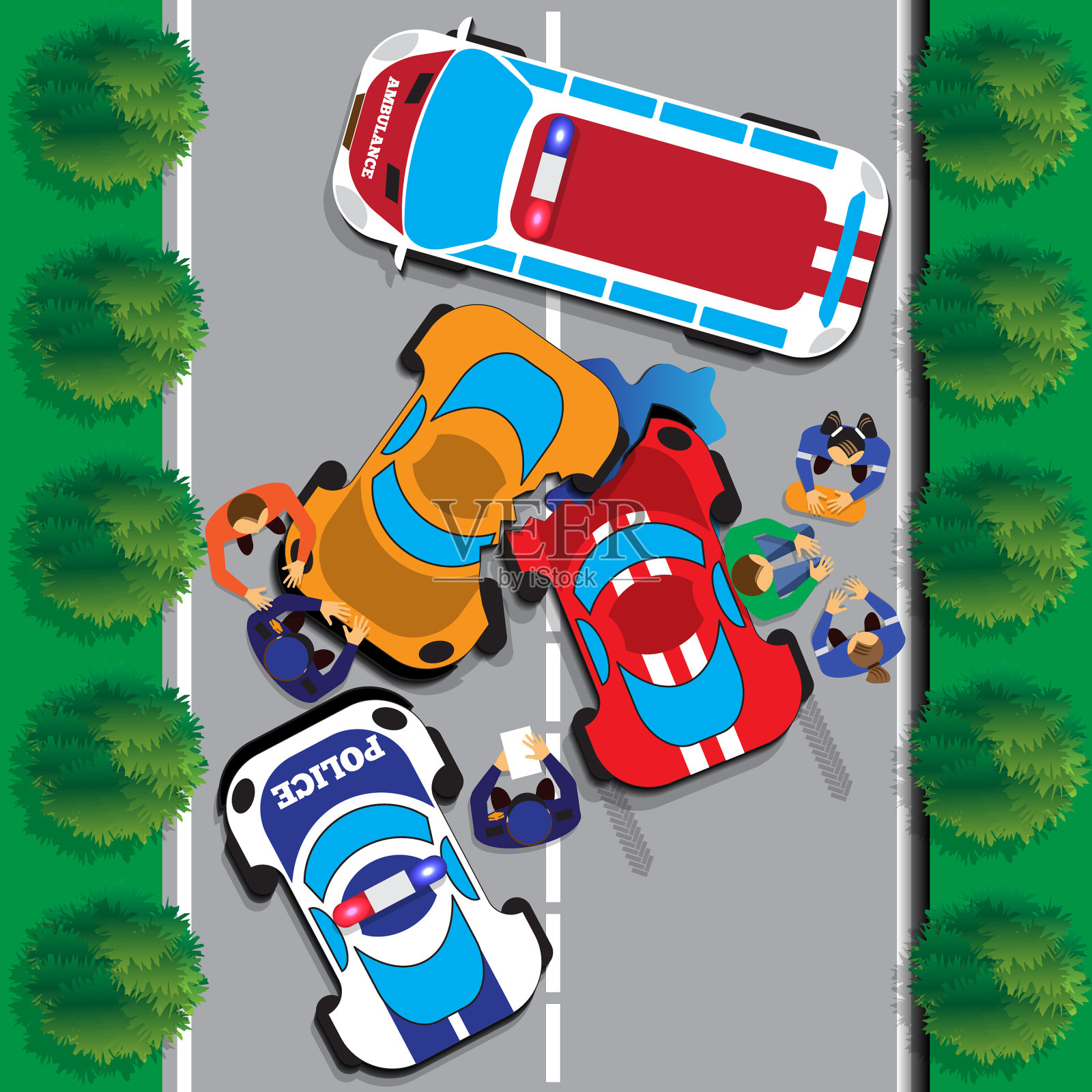 车祸插画图片素材