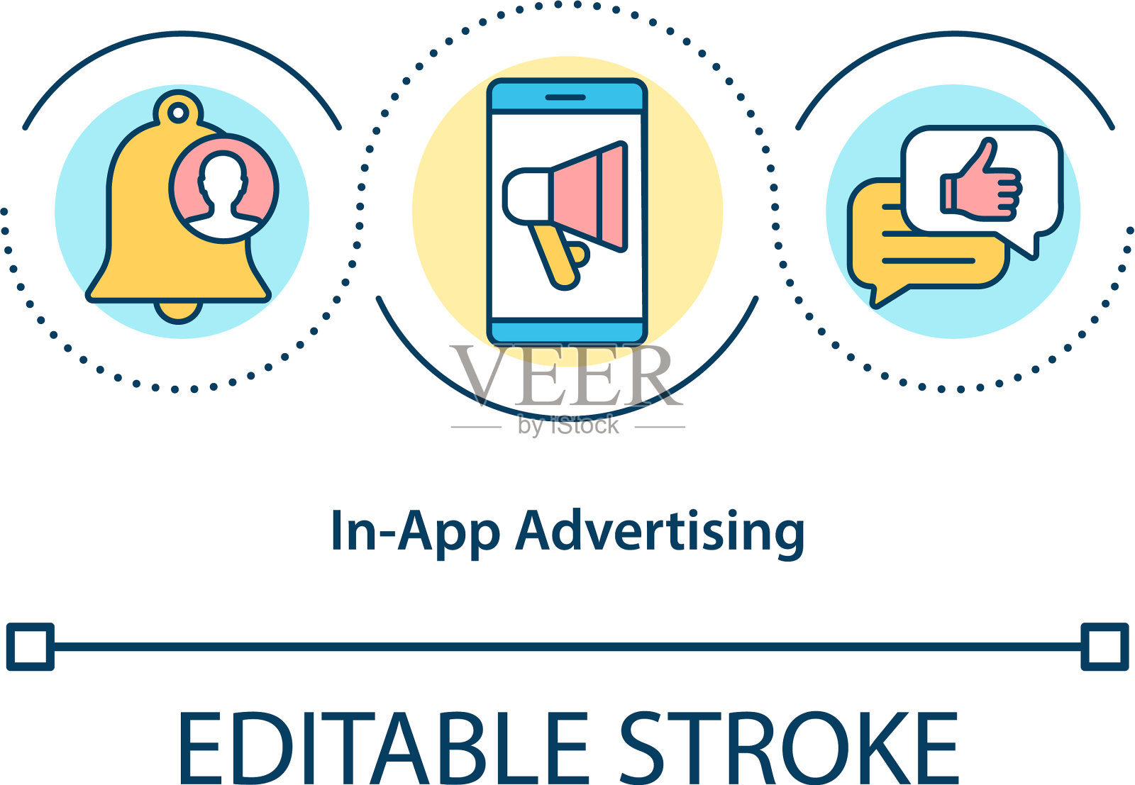 应用内广告概念图标插画图片素材