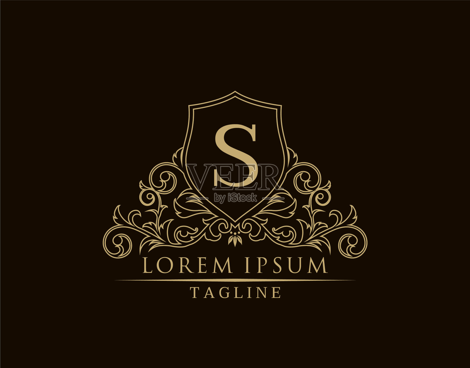 豪华皇家字母的标志设计优雅的盾插画图片素材