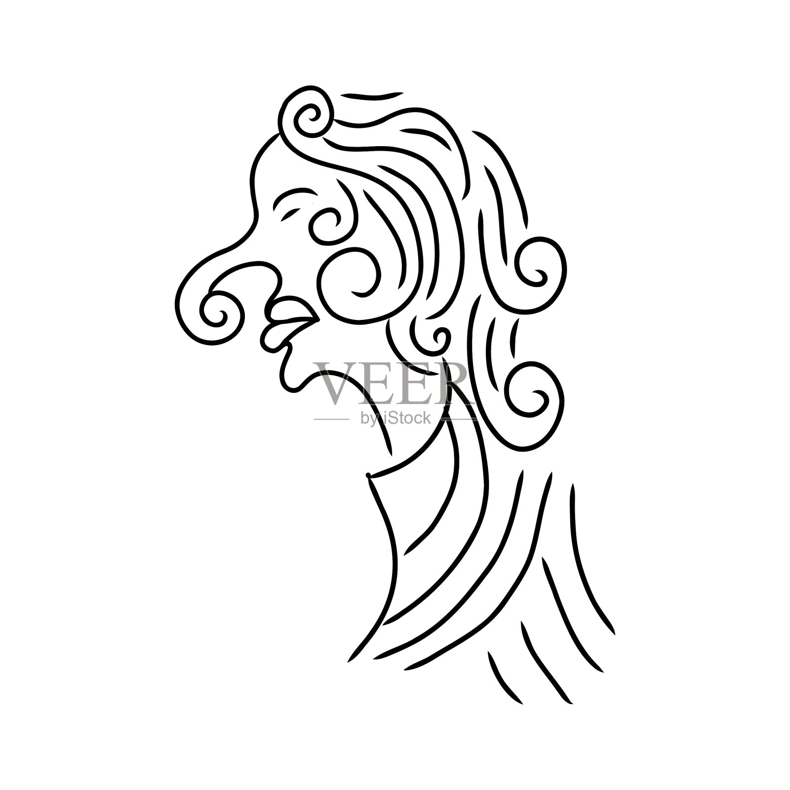 抽象线条画人脸插画图片素材