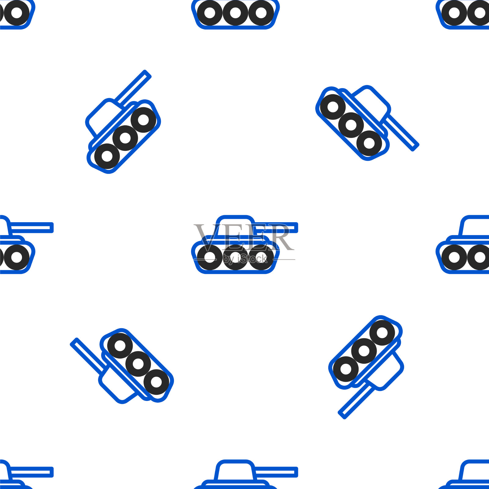 线军用坦克图标隔离无缝模式插画图片素材