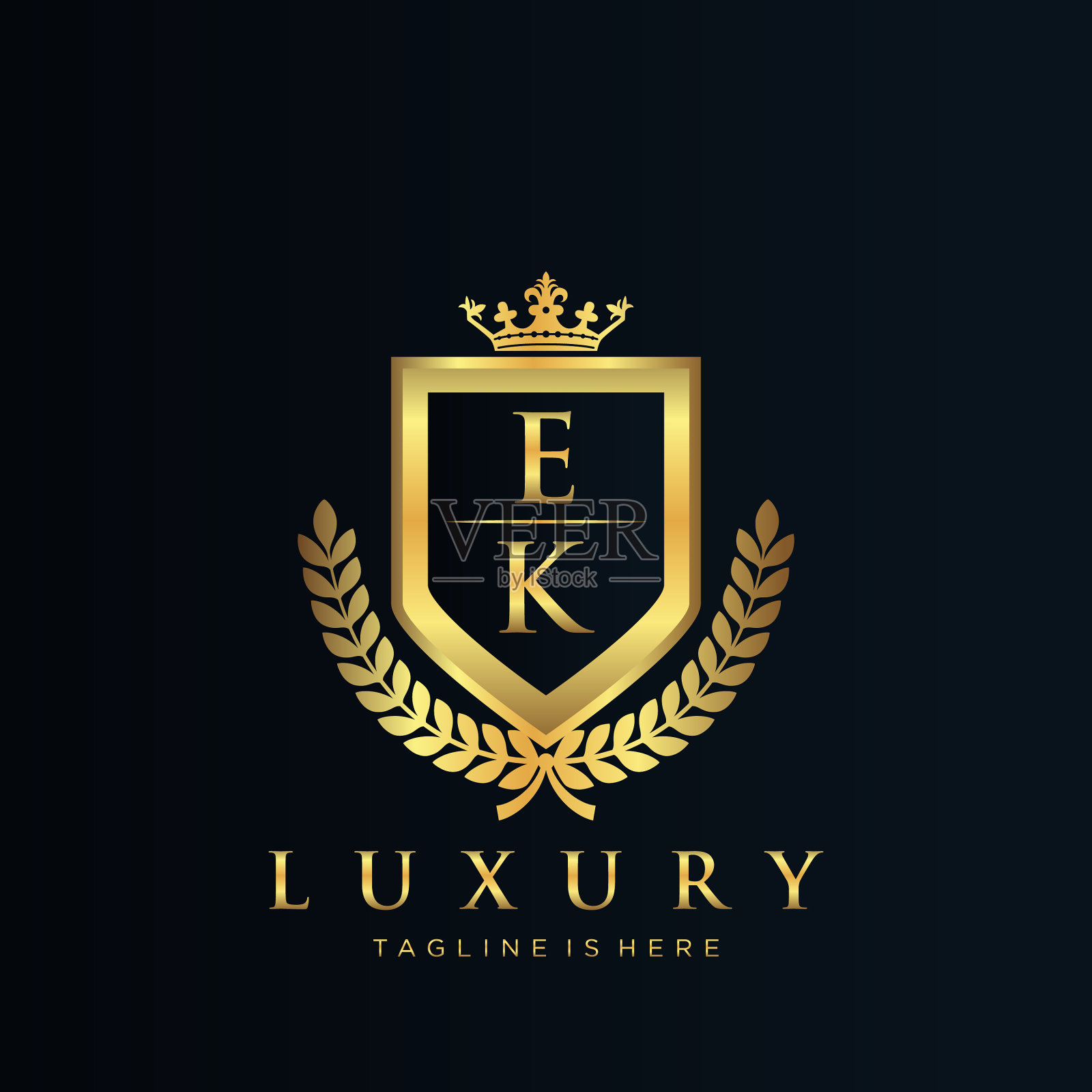 Ek字母首字母与皇家豪华标志模板插画图片素材