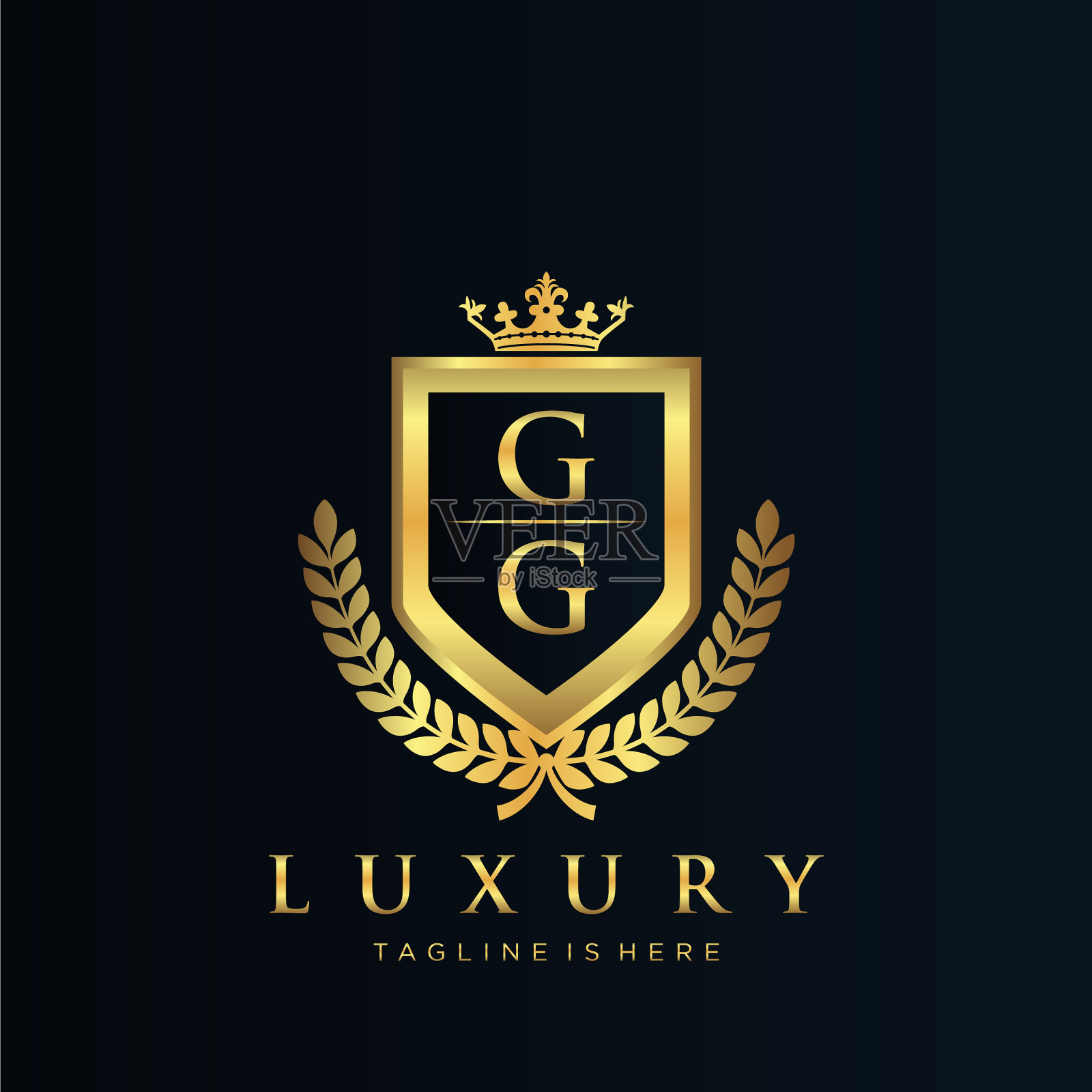 Gg字母首字母与皇家豪华标志模板插画图片素材