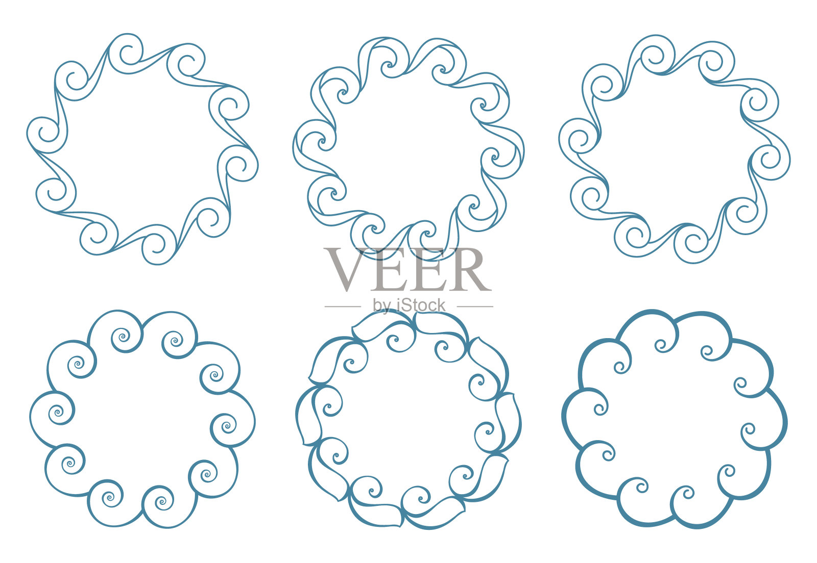 波点缀。一套装饰框架。圆形的边界。插画图片素材