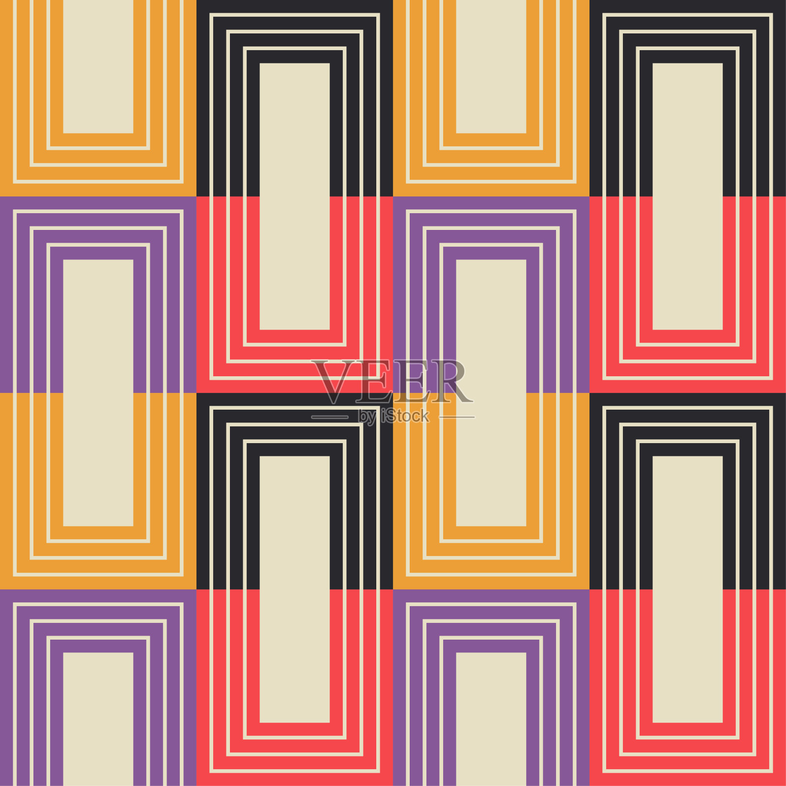 带有装饰性几何图案的横幅。广场模块。插画图片素材