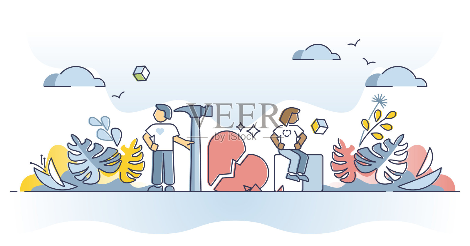 出轨和心碎关系出轨问题概述概念插画图片素材