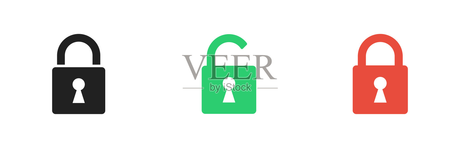 锁矢量图标。挂锁图标设置在白色背景。插画图片素材