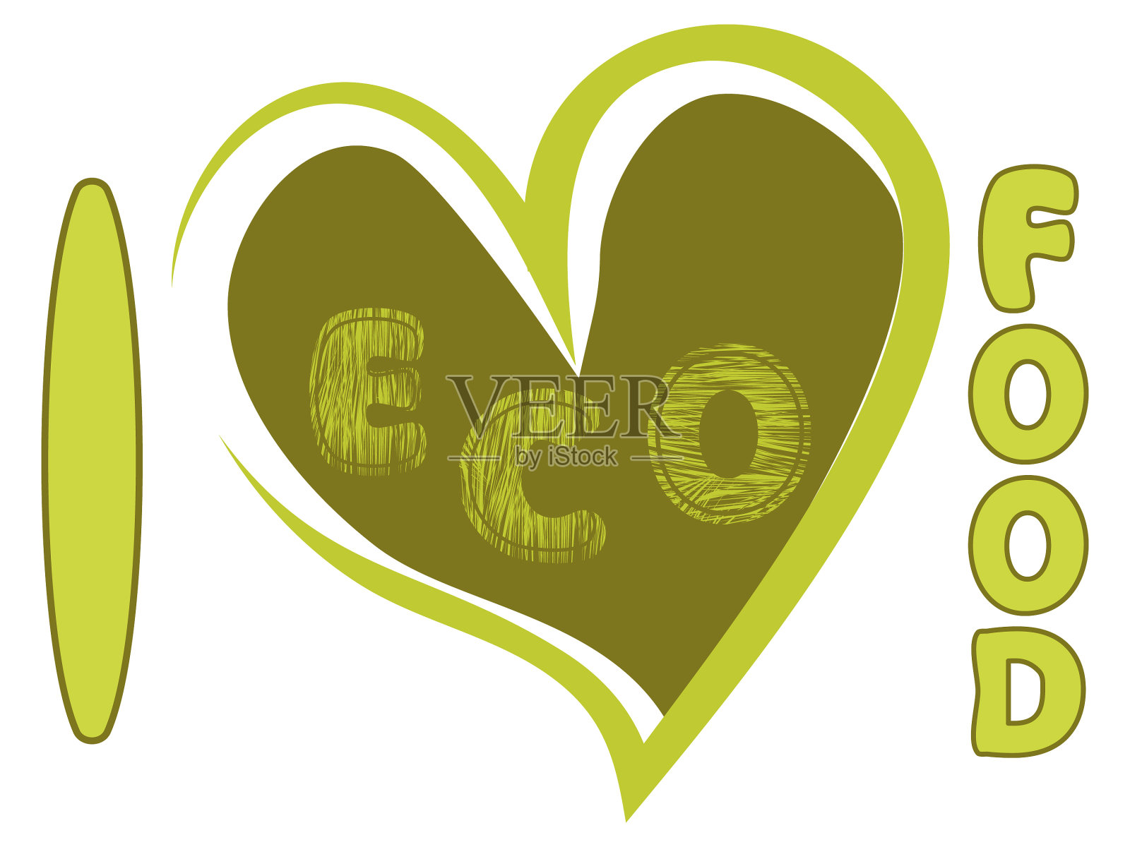 素食我爱生态食品象征有机食品插画图片素材