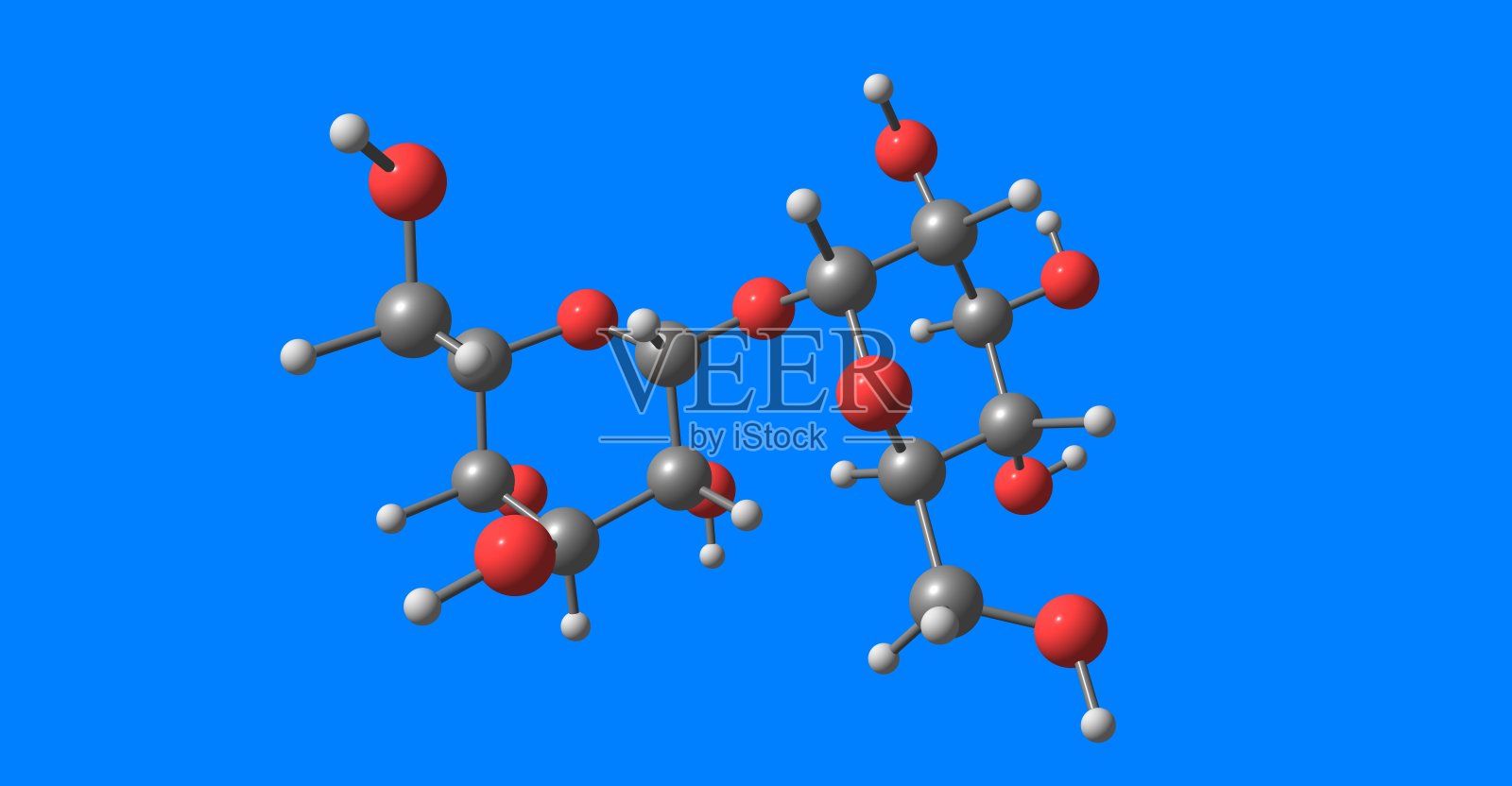 蓝色背景上的海藻糖分子结构照片摄影图片