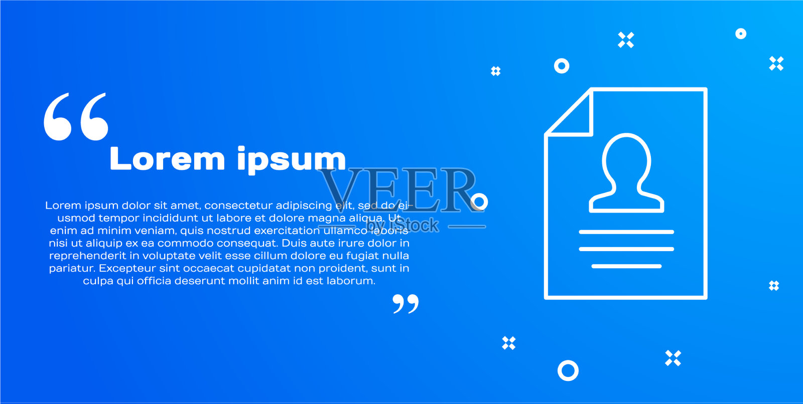 蓝色背景上的白线简历图标插画图片素材