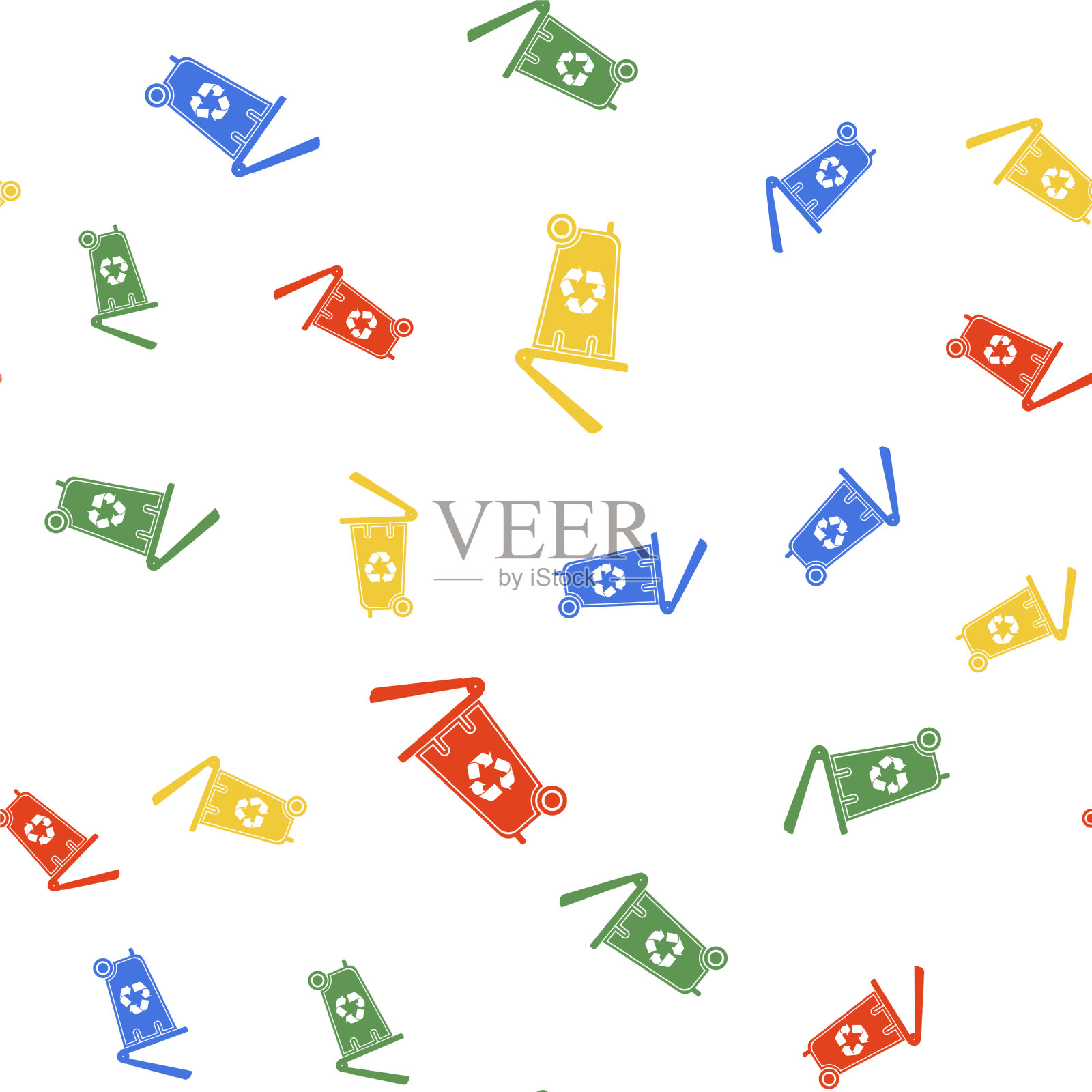颜色回收站与回收符号图标插画图片素材