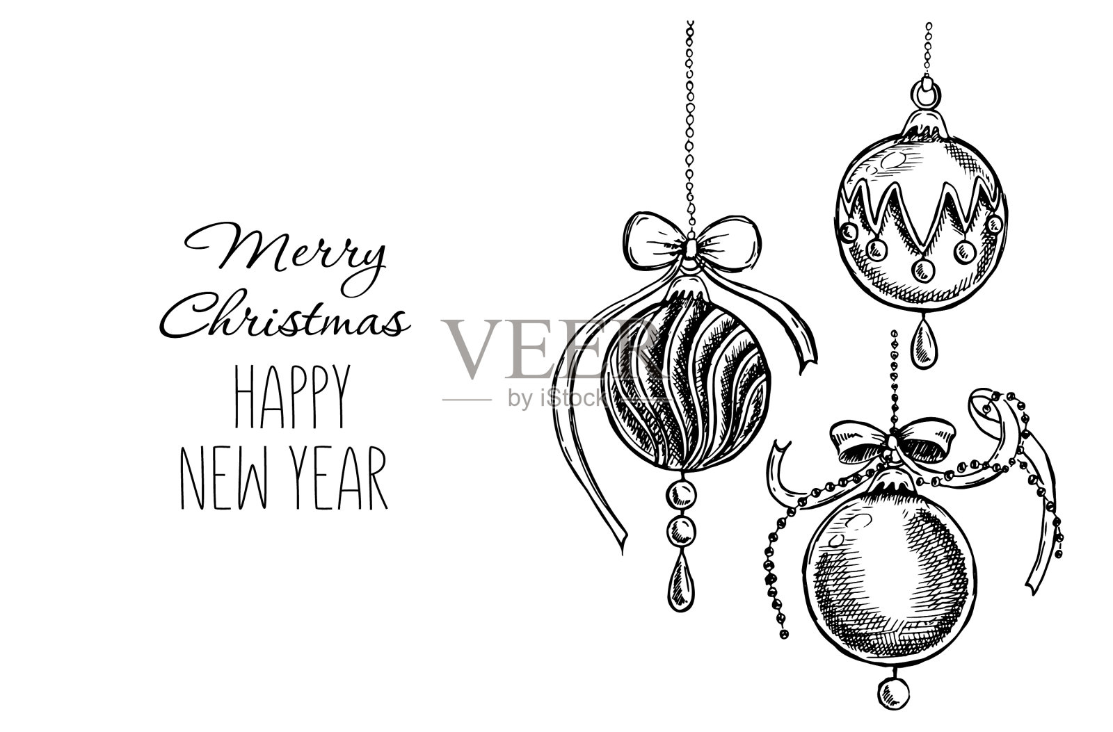 手绘圣诞球插画图片素材