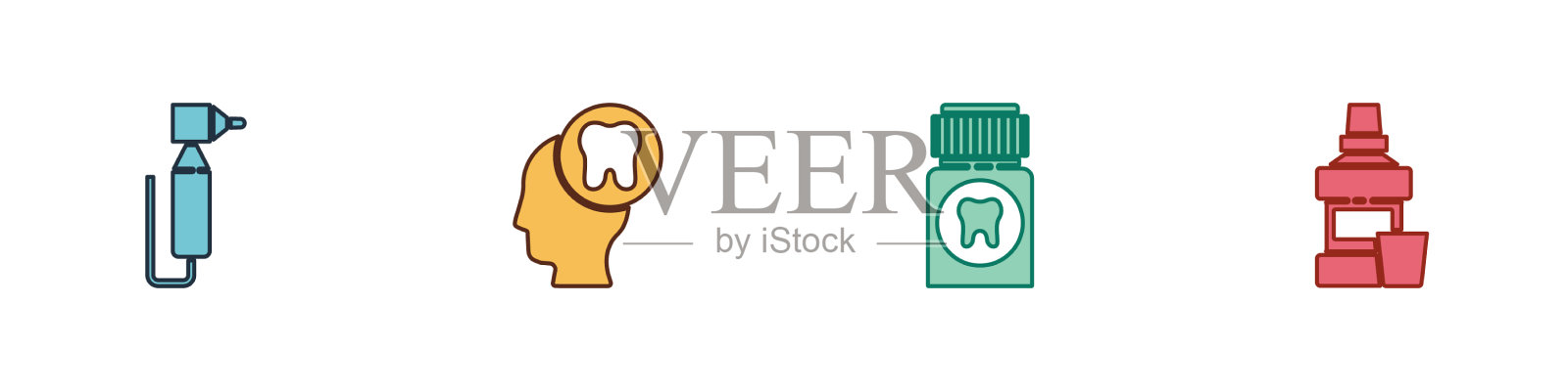 给牙钻头部装上牙齿止痛药图标素材