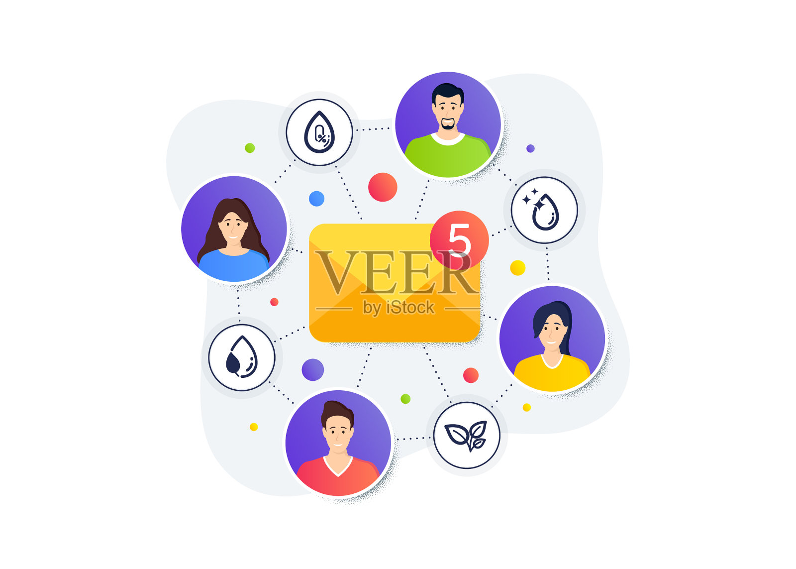 水滴无酒精和叶子露珠图标设置图标素材