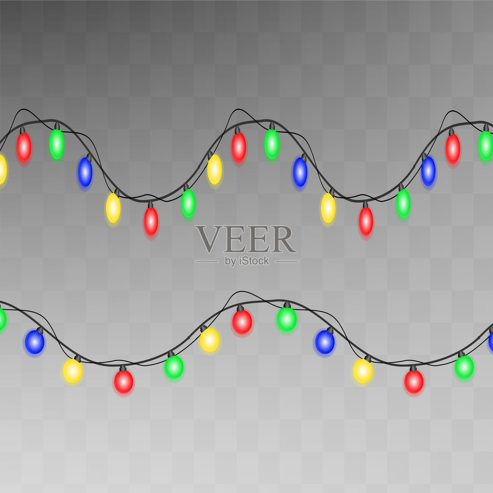 圣诞彩灯孤立透明插画图片素材