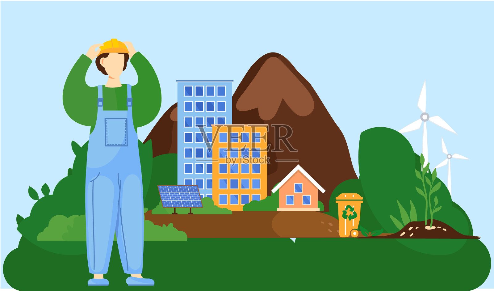 改变气候的工厂工人插画图片素材