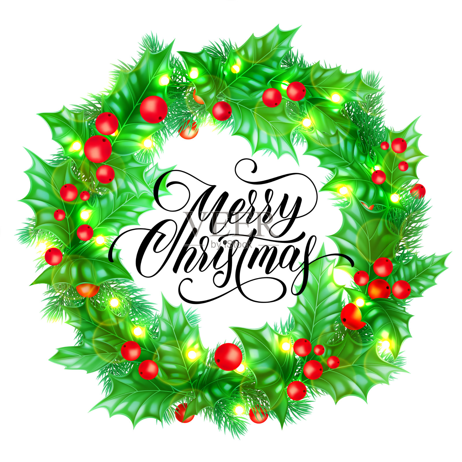 圣诞贺卡圣和冷杉或插画图片素材