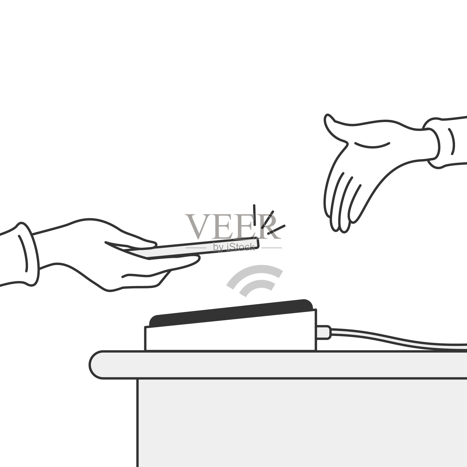 把智能手机放在支付机上插画图片素材