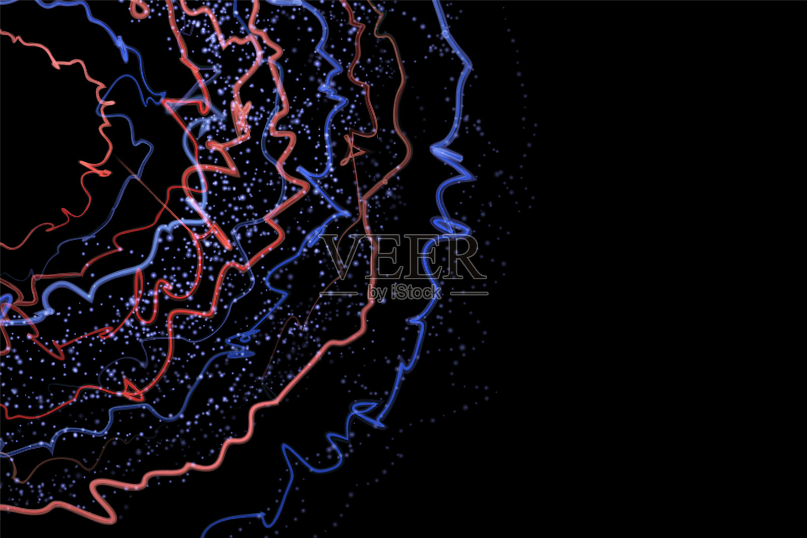 闪电矢量圆形抽象黑暗背景插图。插画图片素材