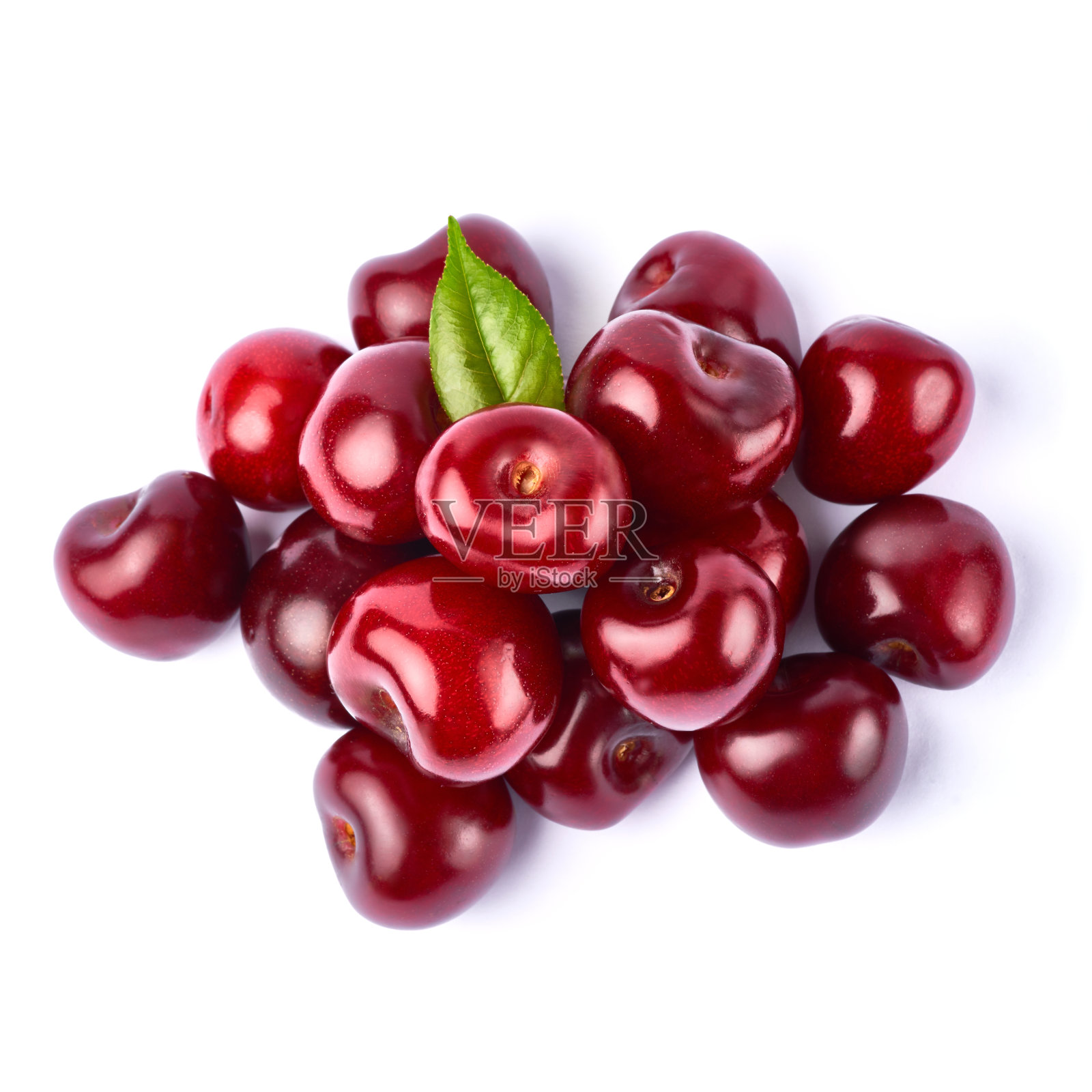 白色背景上孤立的甜樱桃果实照片摄影图片