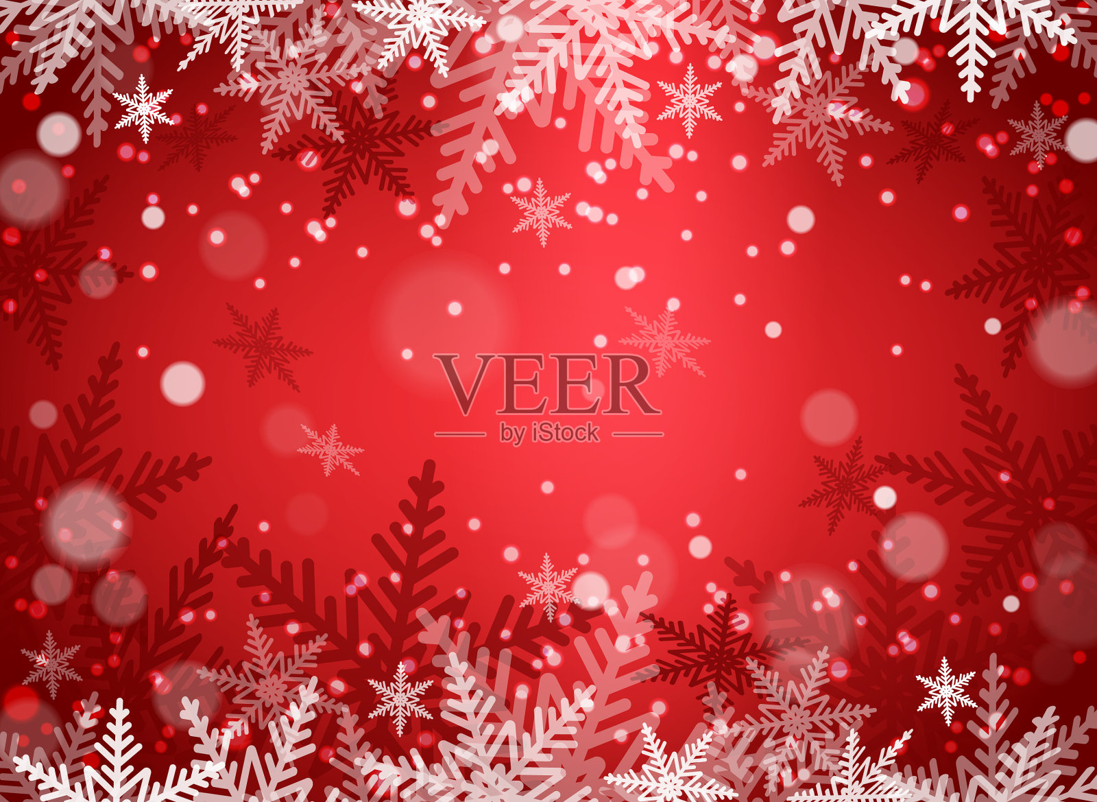 红色背景上的圣诞雪花插画图片素材