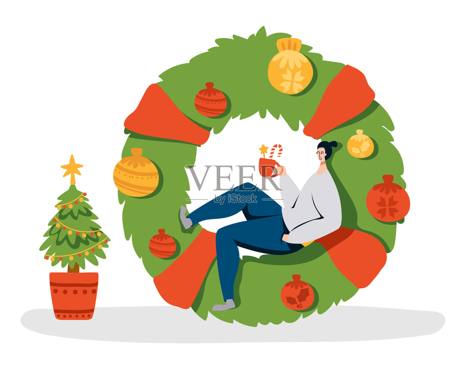 圣诞节孩子们平设计元素图片