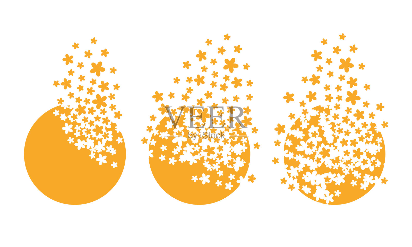 行星分散成一朵花。插画图片素材