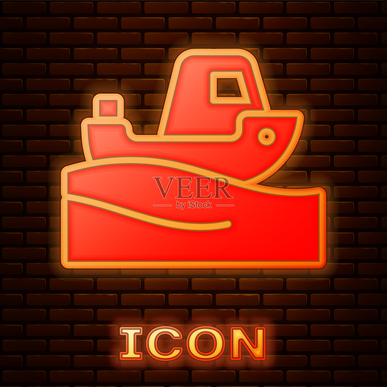 发光的霓虹灯渔船上的水图标孤立图标素材