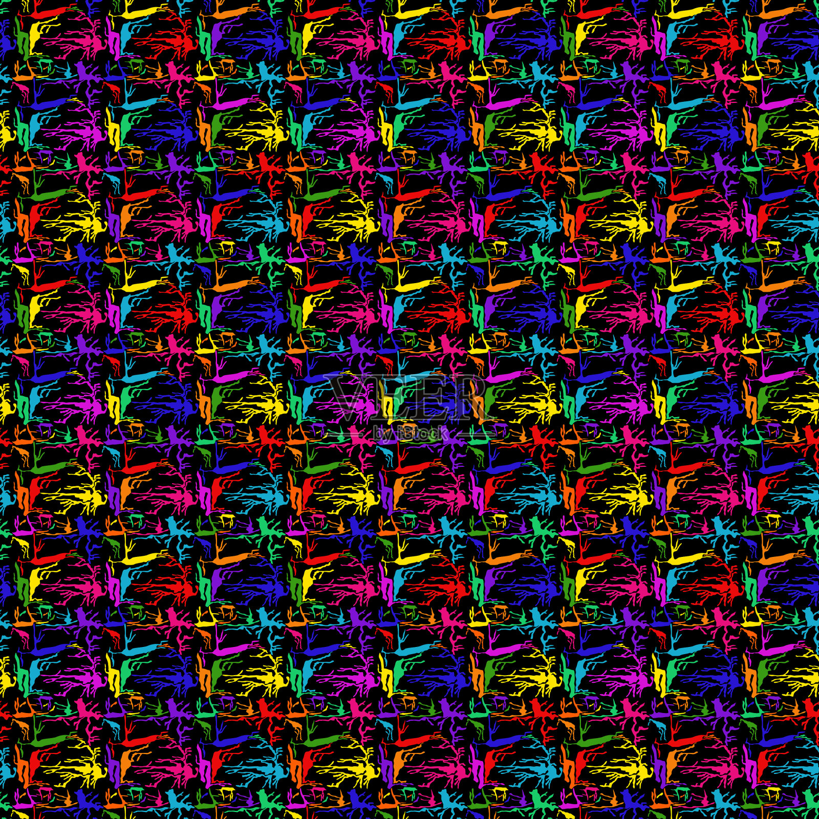 抽象无缝模式与混沌形状插画图片素材