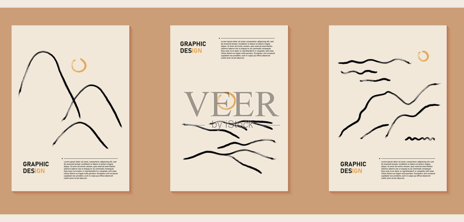 三套自然极简主义背景。设计模板素材