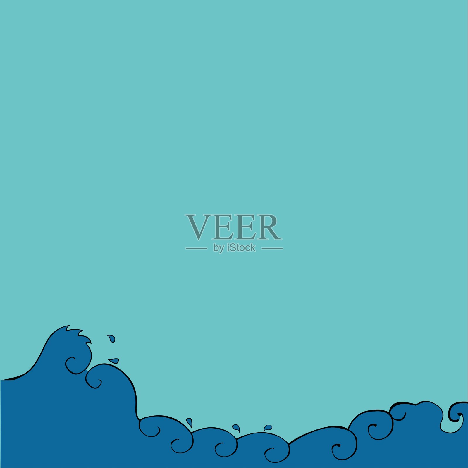 矢量卡通插图的水平背景在一个波浪的海插画图片素材