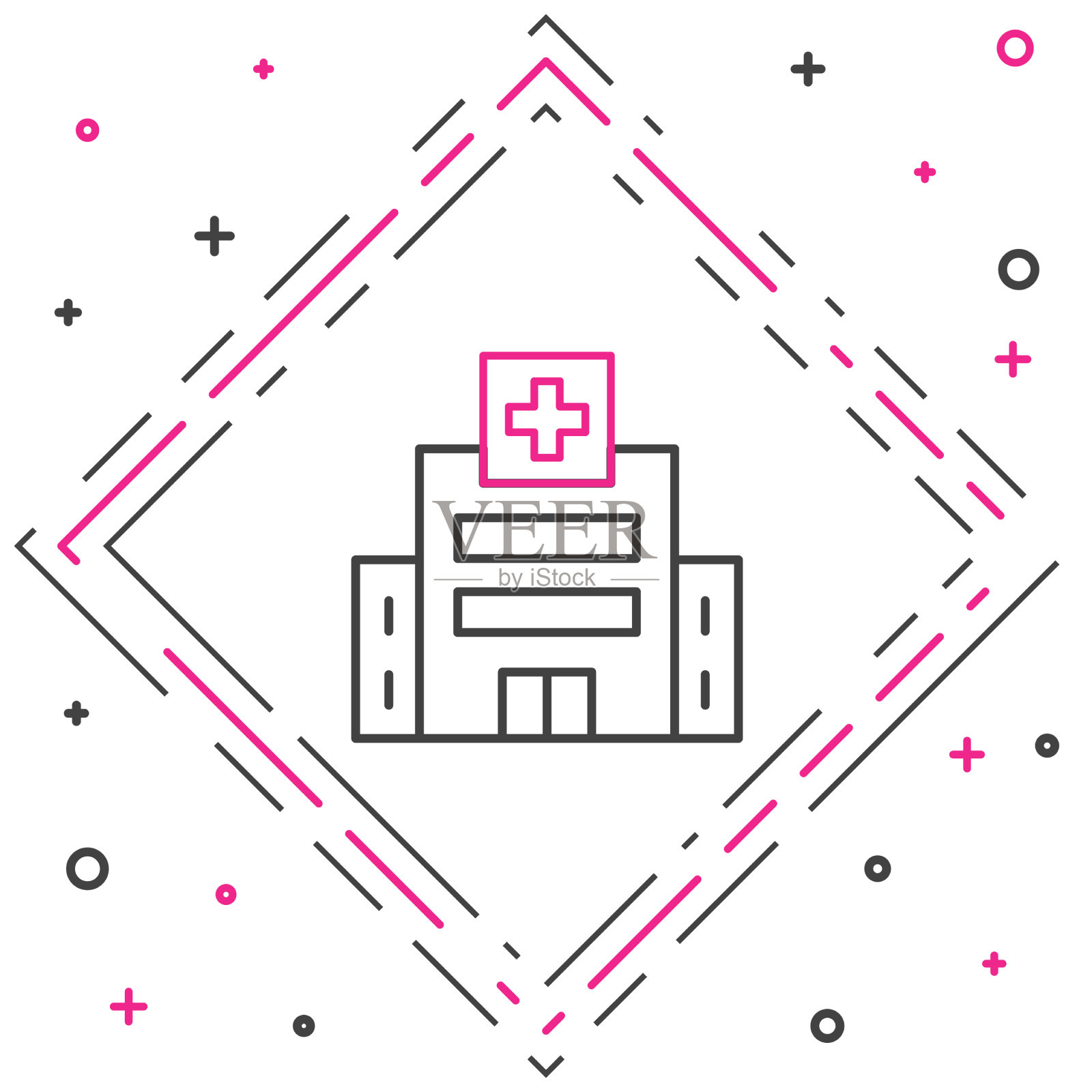 用十字图标标出医院大楼插画图片素材