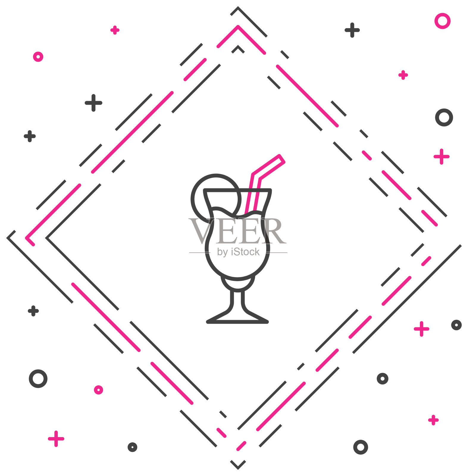 Line鸡尾酒和酒精饮料图标隔离上插画图片素材