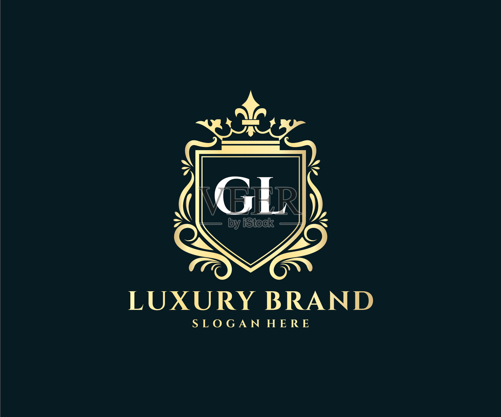 Gl首字母黄金书法女性插画图片素材