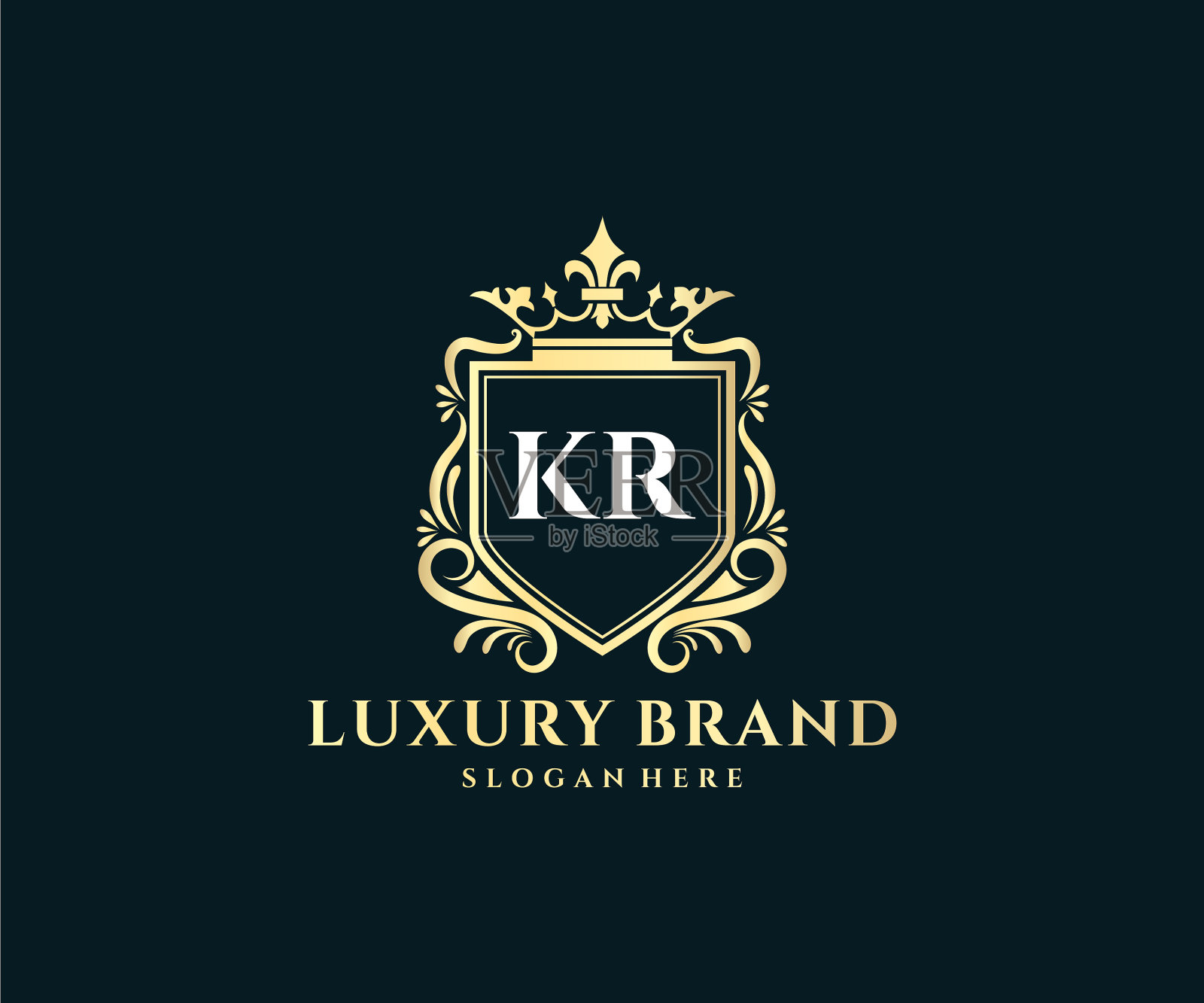 首字母Kr黄金书法女性插画图片素材