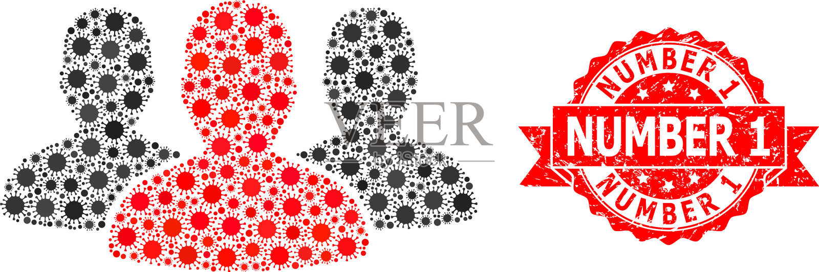 橡胶1号密封和冠状病毒花叶领导插画图片素材